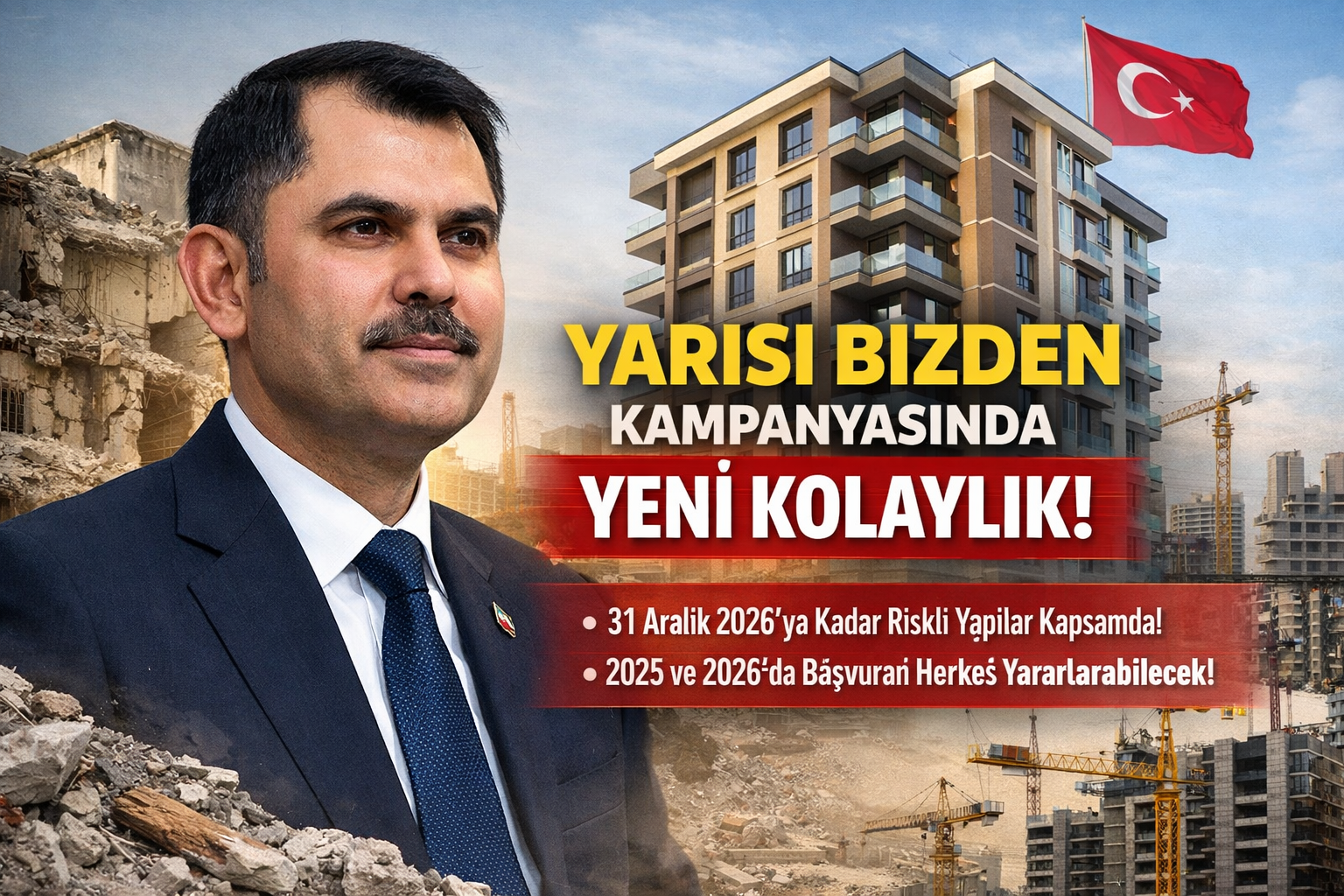 Kentsel Dönüşümde Yeni Düzenleme: “Yarısı Bizden” Kampanyasında Vatandaşlara Büyük Kolaylık